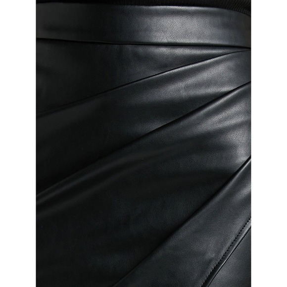 Commense Pleated Split PU Leather Skirt black size S - Picture 6 of 7